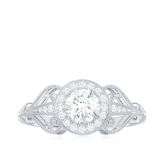 3/4 CT Statement Zircon Engagement Ring with Beaded Details