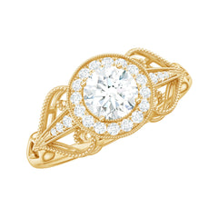 3/4 CT Statement Zircon Engagement Ring with Beaded Details