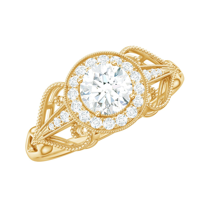 3/4 CT Statement Zircon Engagement Ring with Beaded Details