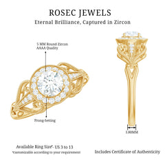 3/4 CT Statement Zircon Engagement Ring with Beaded Details