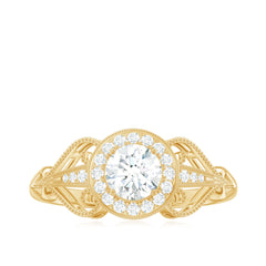3/4 CT Statement Zircon Engagement Ring with Beaded Details