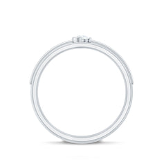 Bezel Set Round Moissanite Mens Wedding Band Ring
