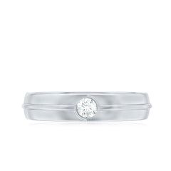 Bezel Set Round Moissanite Mens Wedding Band Ring