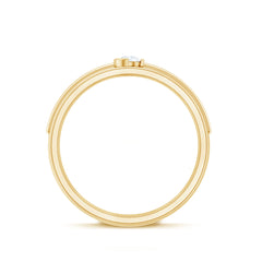 Bezel Set Round Moissanite Mens Wedding Band Ring