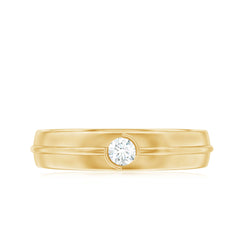 Bezel Set Round Moissanite Mens Wedding Band Ring