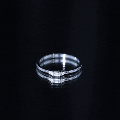 Minimalist Baguette and Round Diamond Promise Ring