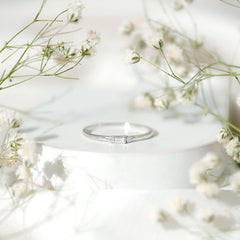 Minimalist Baguette and Round Diamond Promise Ring