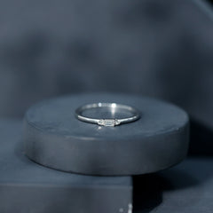 Minimalist Baguette and Round Diamond Promise Ring