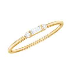 Minimalist Baguette and Round Diamond Promise Ring