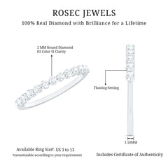 Natural Diamond Half Eternity Stackable Ring