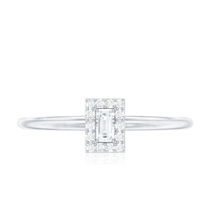 Baguette and Round Shape Diamond Dainty Ring