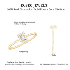 Baguette and Round Shape Diamond Dainty Ring