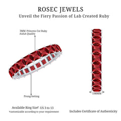 4.25 CT Princess Shape Lab Created Ruby Eternity Ring for Women