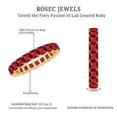 4.25 CT Princess Shape Lab Created Ruby Eternity Ring for Women