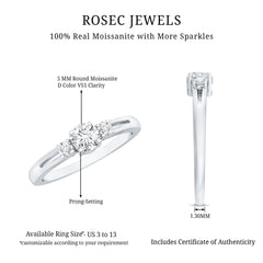 Certified Moissanite 3 Stone Proposal Ring For Her