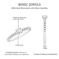 Moissanite Minimal Engagement Ring with Side Stone