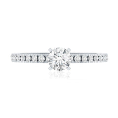 Moissanite Minimal Engagement Ring with Side Stone