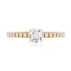 Moissanite Minimal Engagement Ring with Side Stone