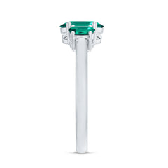 AAAA Quality Oval Cut Lab Created Emerald Three Stone Ring for Women