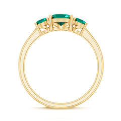 AAAA Quality Oval Cut Lab Created Emerald Three Stone Ring for Women