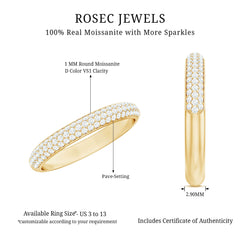 Brilliant Cut Round Moissanite Band Ring For Women