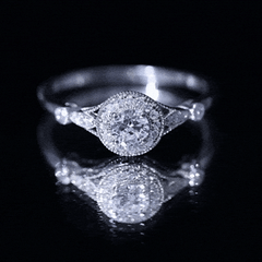 Round Cut Moissanite Antique Engagement Ring