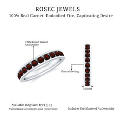 Certified Real Garnet Eternity Ring for Anniversary