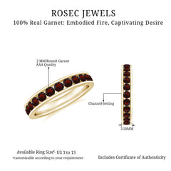 Certified Real Garnet Eternity Ring for Anniversary