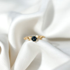 5mm Round London Blue Topaz Commitment Ring with Diamond