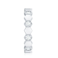 Certified Diamond Geometric Band Ring