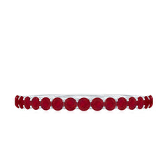 Genuine Ruby Half Eternity Ring with Diamond