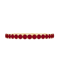 Genuine Ruby Half Eternity Ring with Diamond