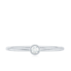 Natural Diamond Dainty Promise Ring in Bezel Setting