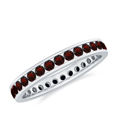 Certified Natural Garnet Eternity Ring in Channel Setting