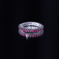Natural Ruby Full Eternity Ring with Diamond for Women