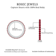 Natural Ruby Full Eternity Ring with Diamond for Women