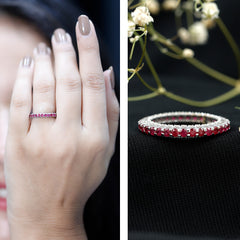 Natural Ruby Full Eternity Ring with Diamond for Women