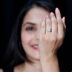 3 CT Cushion Cut Moissanite Solitaire Ring With Crossover Shank