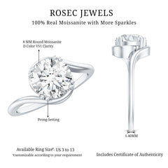 2 Carat Round Moissanite Bypass Engagement Ring