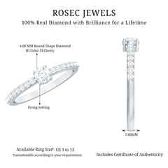 Round Diamond Solitaire Ring with Side Stones