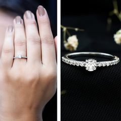 Round Diamond Solitaire Ring with Side Stones