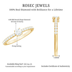 Round Diamond Solitaire Ring with Side Stones