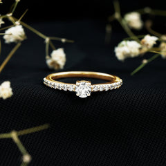 Round Diamond Solitaire Ring with Side Stones