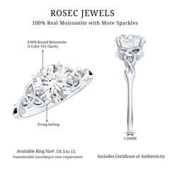 Round Moissanite Solitaire Engagement Ring with Celtic Details