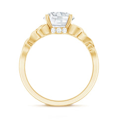 Round Moissanite Solitaire Engagement Ring with Celtic Details
