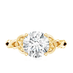 Round Moissanite Solitaire Engagement Ring with Celtic Details