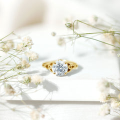 Certified Solitaire Moissanite Celtic Design Engagement Ring