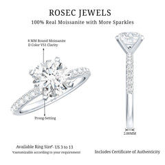Certified Round Moissanite Solitaire Engagement Ring For Her