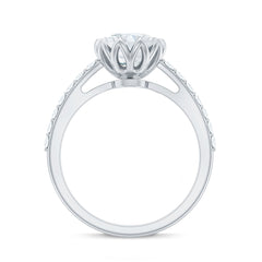 Lotus Basket Set Moissanite Engagement Ring with Certificate