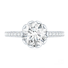 Lotus Basket Set Moissanite Engagement Ring with Certificate